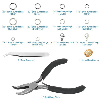 Anezus Jump Rings for Jewelry Making Supplies with Ring Pliers Silver