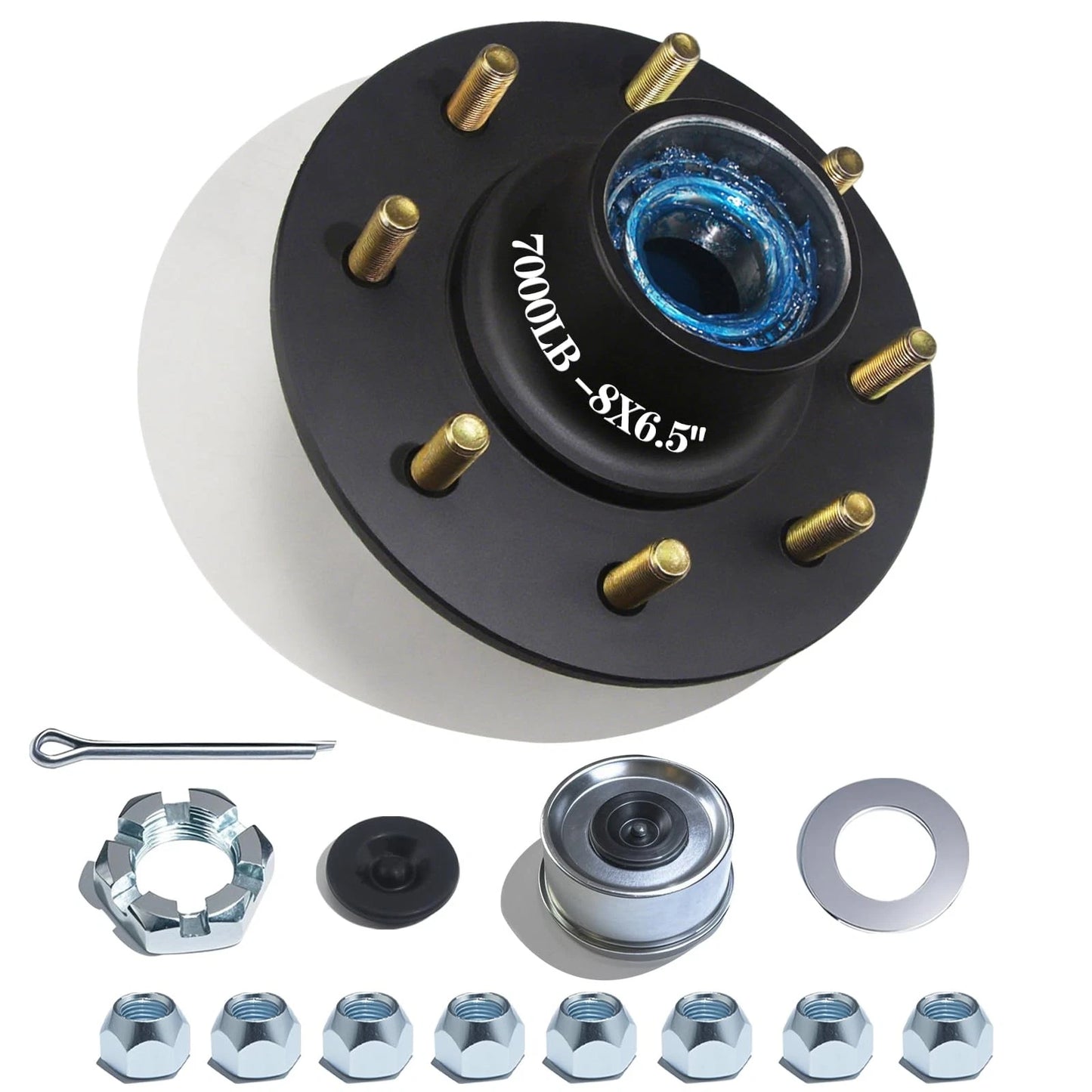 OZISENS 1 Sets 7000lbs Pre- Lubrication Trailer Hub 8 Bolt 6.5