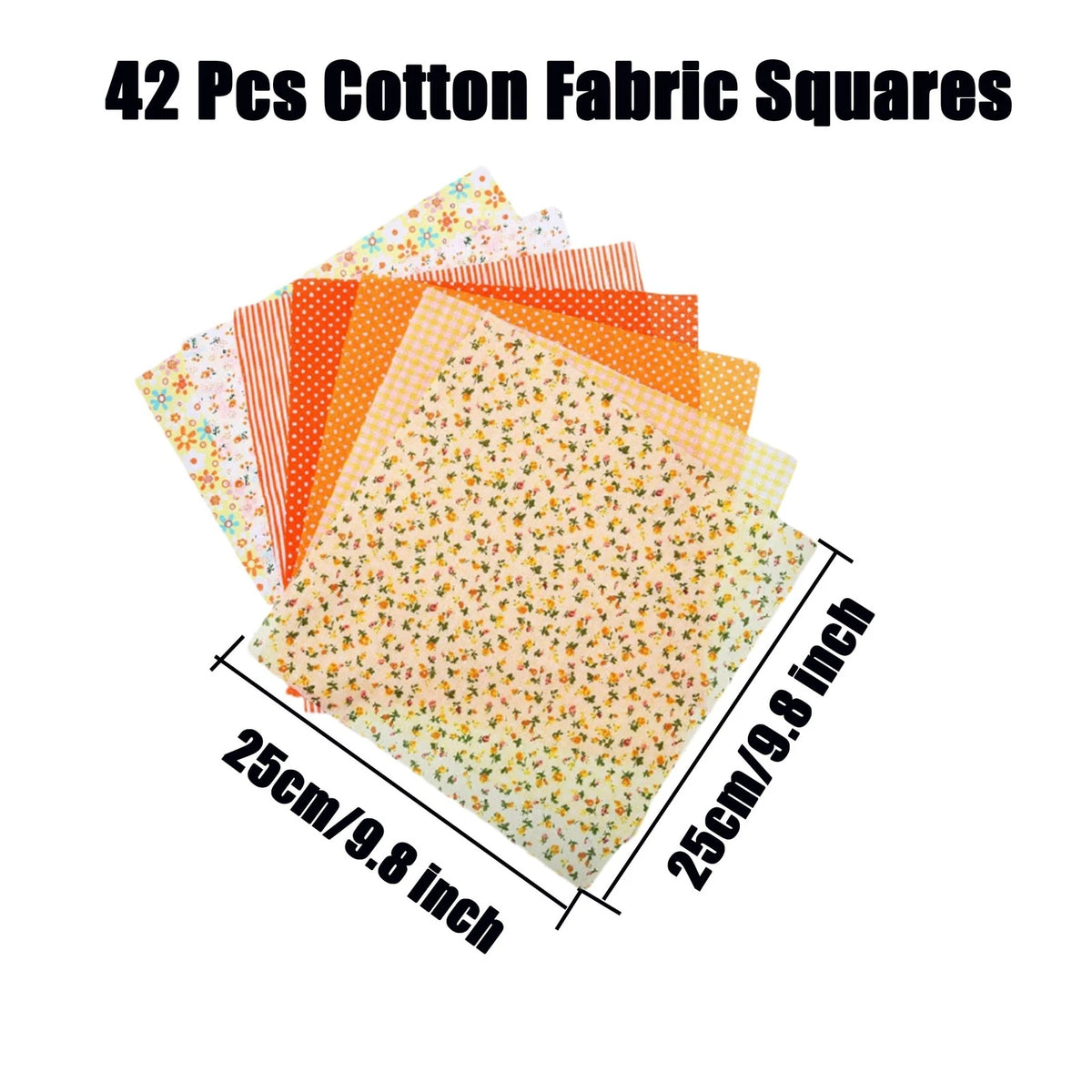 42PCS Cotton Fabric Squares for Quilting-9.8x9.8 inches, Multicolor