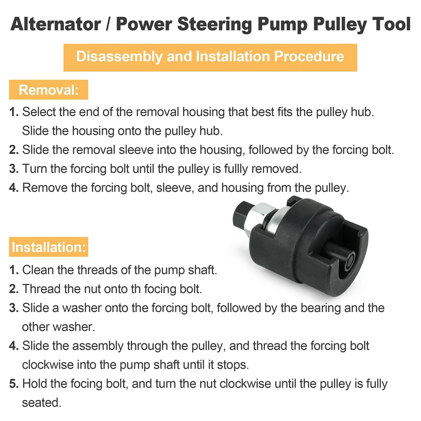 Alternator Remover Power Steering Pump Pulley Puller Installer Tool For Ford