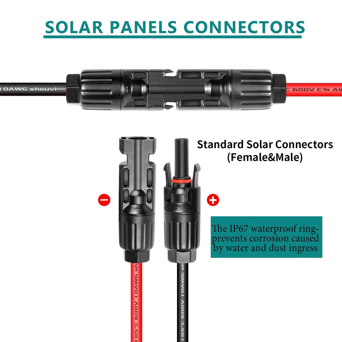 10AWG Tinned Copper Wire XT60i to Solar Panel Connector Extension Cable 10 FT