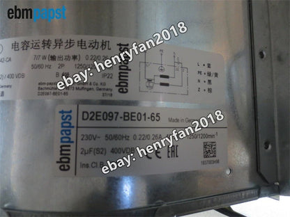 Ebmpapst D2E097-BE01-65 Centrifugal Fan 230VAC 48/54W 0.22/0.26A Cooling Fan