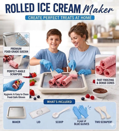 Rolled Ice Cream Maker with Lid – Instant Roller large, super white