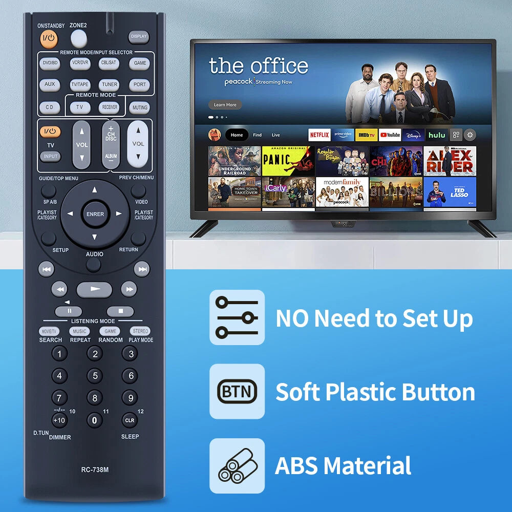 RC-738M Remote Control For Onkyo AV Receiver HT-RC160 HT-S7200 TX-SR607