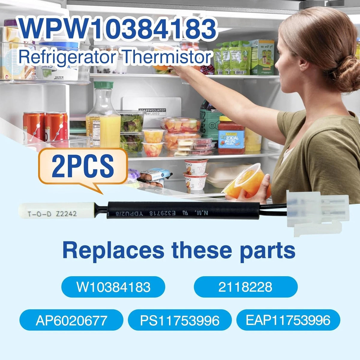 WPW10384183 W10384183 Refrigerator Thermistor - Replacement Parts Compatible...