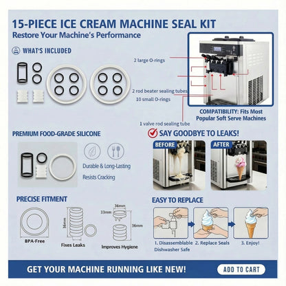 FixoTech Soft Serve Ice Cream Machine Parts, Standard, White and Black