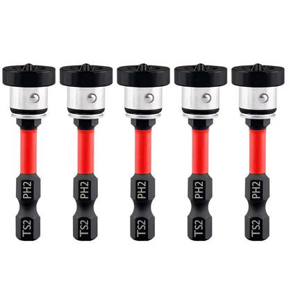 Magnetic Depth Stop Drywall Screw Bits 5PCS PH2 50mm 1/4" Hex Shank Setter