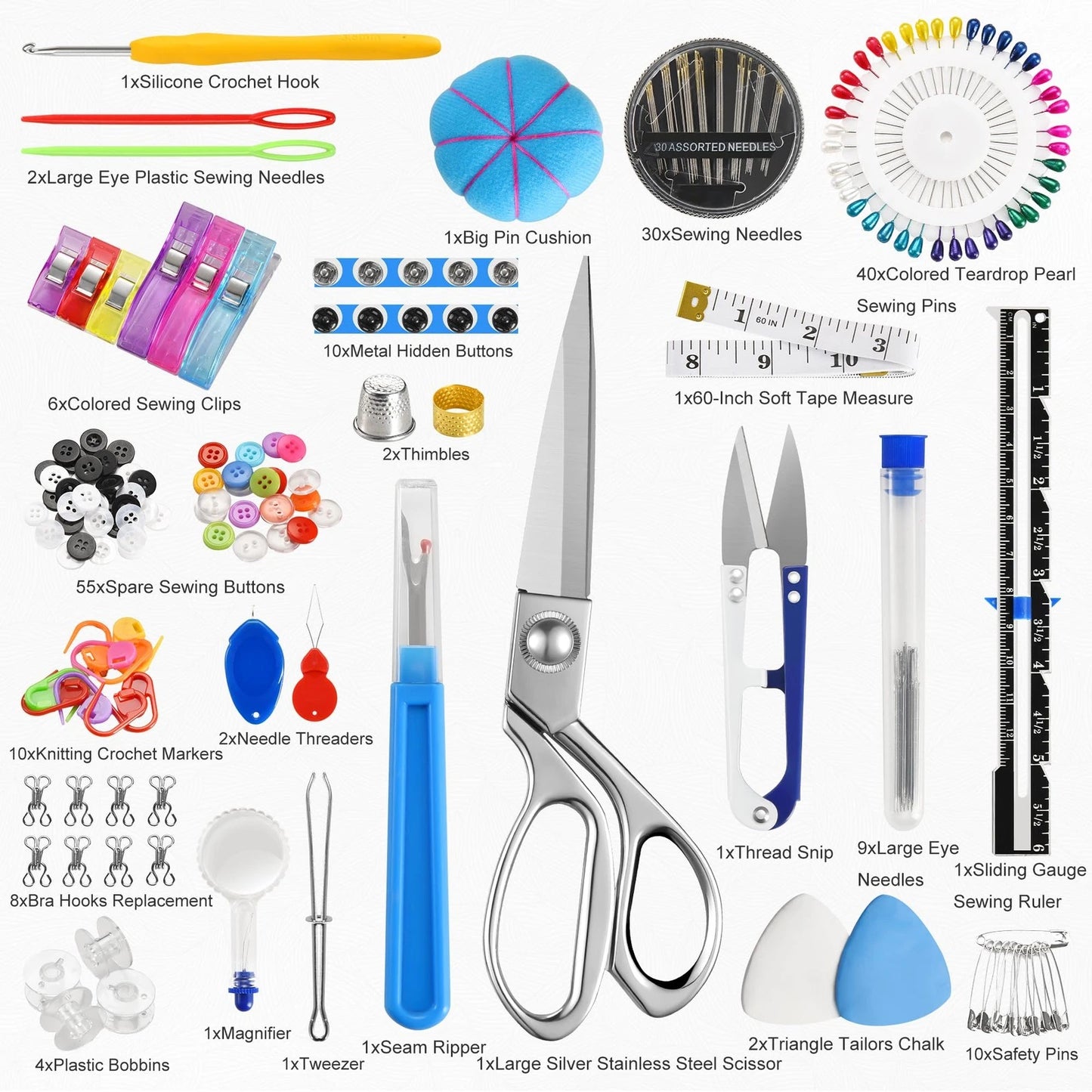 Baryfokwo Sewing Kit for Adults with Ultra Sharp Fabric Large, Colorful