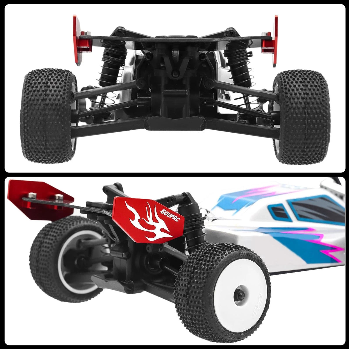 GOUPRC RC Rear Wing Carbon Fiber & Plastic Combo for Losi Micro-B 1/24 RC...