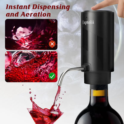 Electric Wine Aerator, Decanter, Dispenser, 7 Ounces, Black