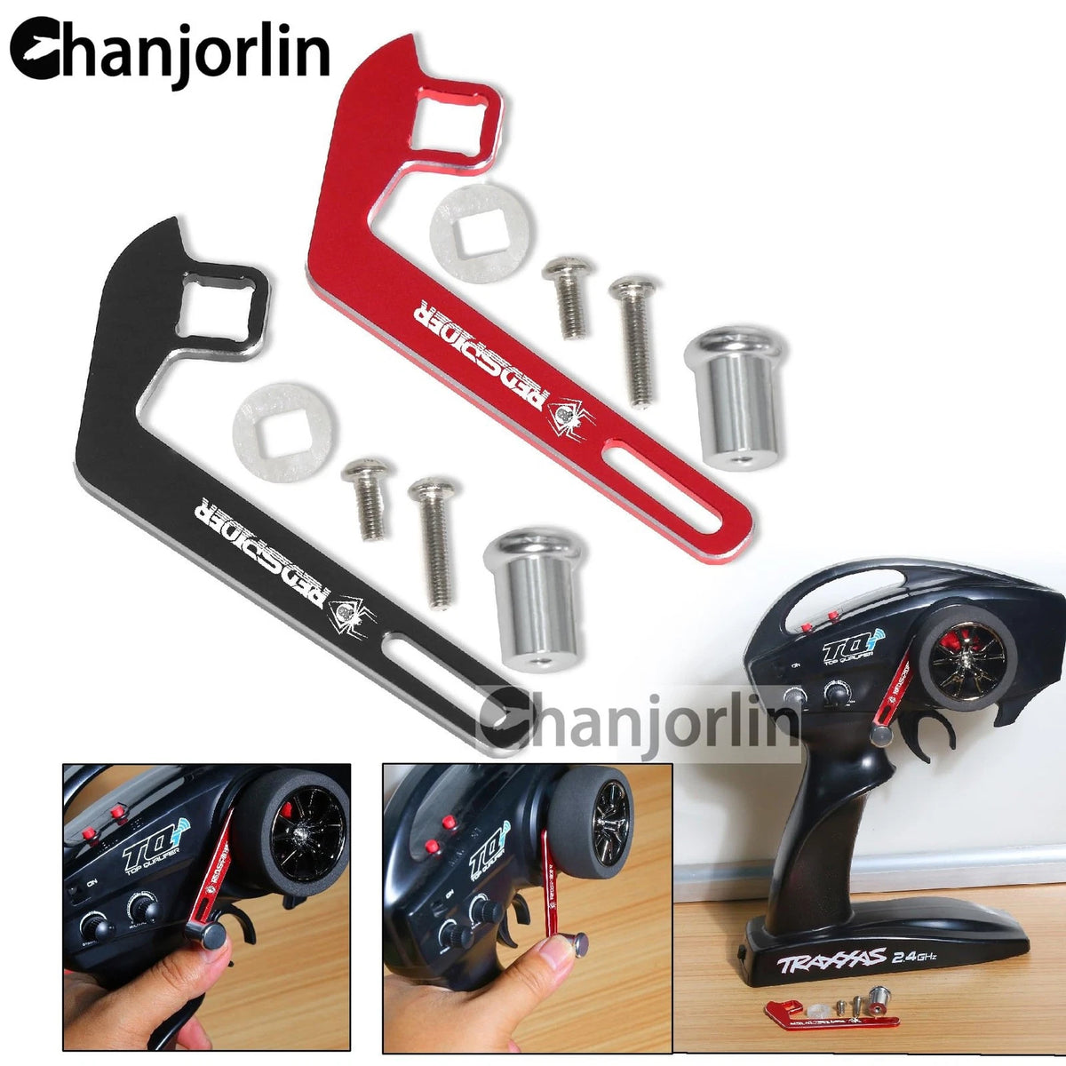Chanjorlin 1/10 RC Crawler Car TRX-4 Aluminum Transmitter Steering Wheel Red