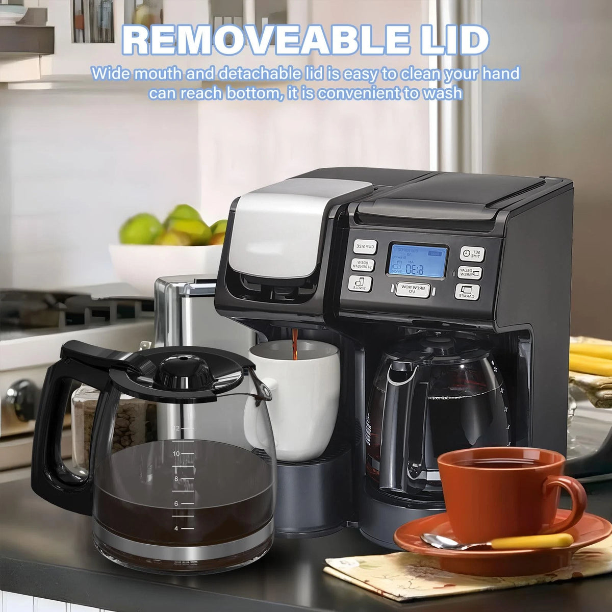12 Cup Coffee Maker Carafe Replacement Pot Compatible with Hamilton 12, Black