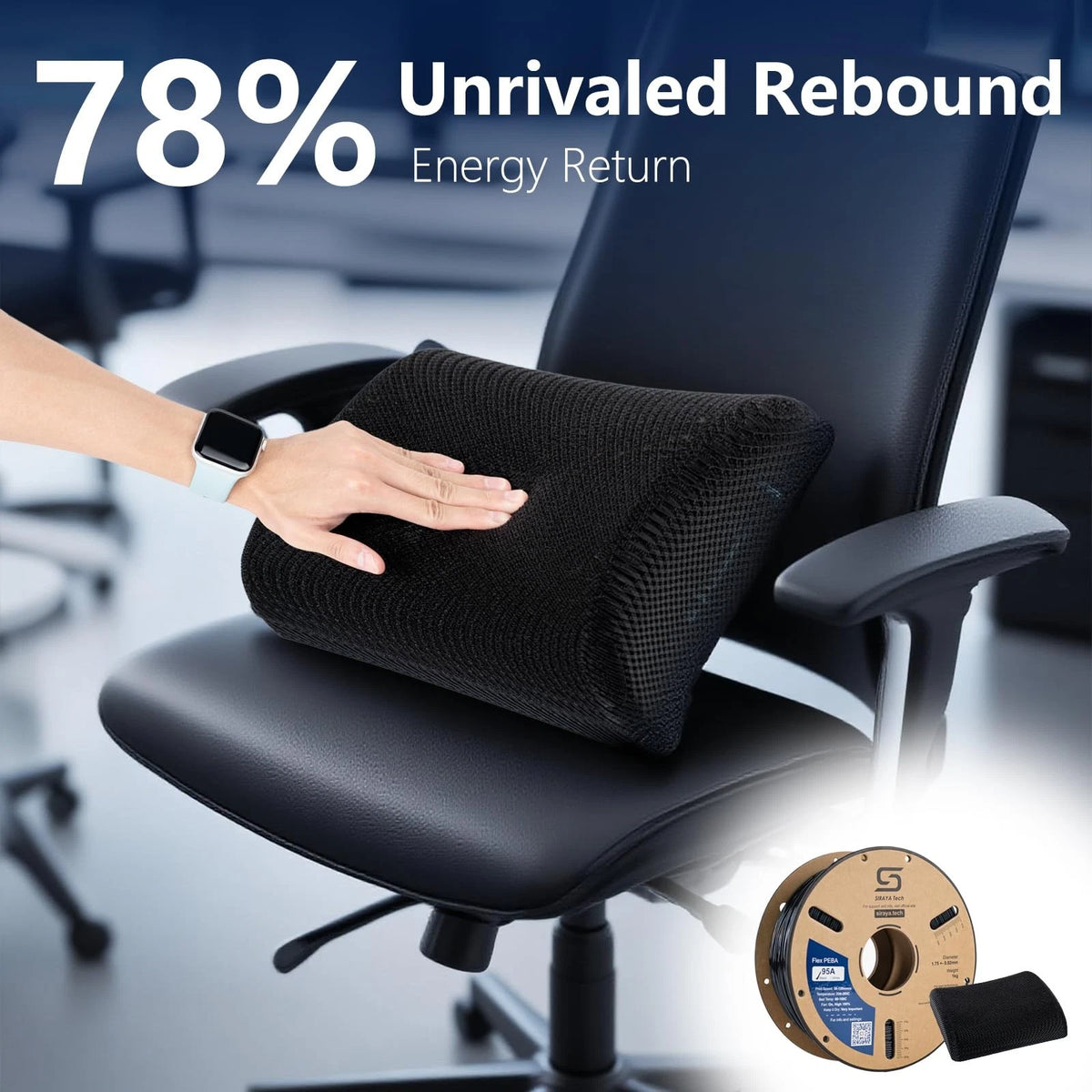 Siraya Tech Rebound PEBA 95A Flexible Filament, The 800g, Peba 95a Black