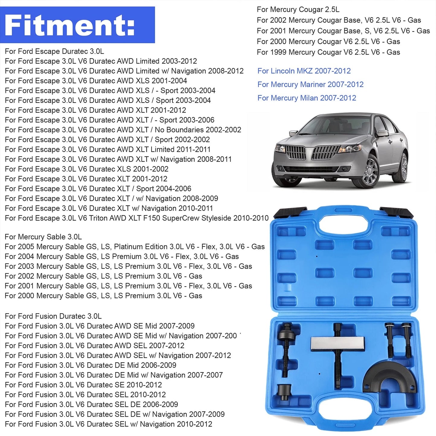 Water Pump Pulley Tool Kit For Ford Fusion Escape 3.0L Duratec 8069 7483A