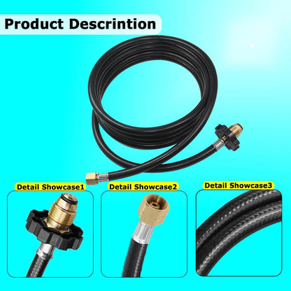 12FT Propane Torch Hose, G3/8"-19 Thread Weed Burner Flame 12 Feet, ‎Black