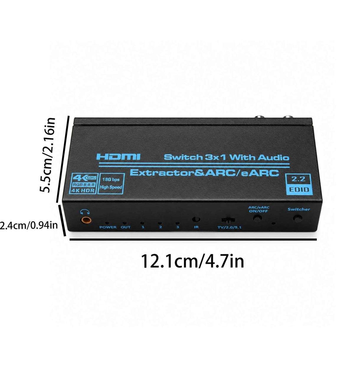 HDMI 3X1 Switch Splitter Audio Extractor 4K 1080P Video Converter For PS4 TV PC