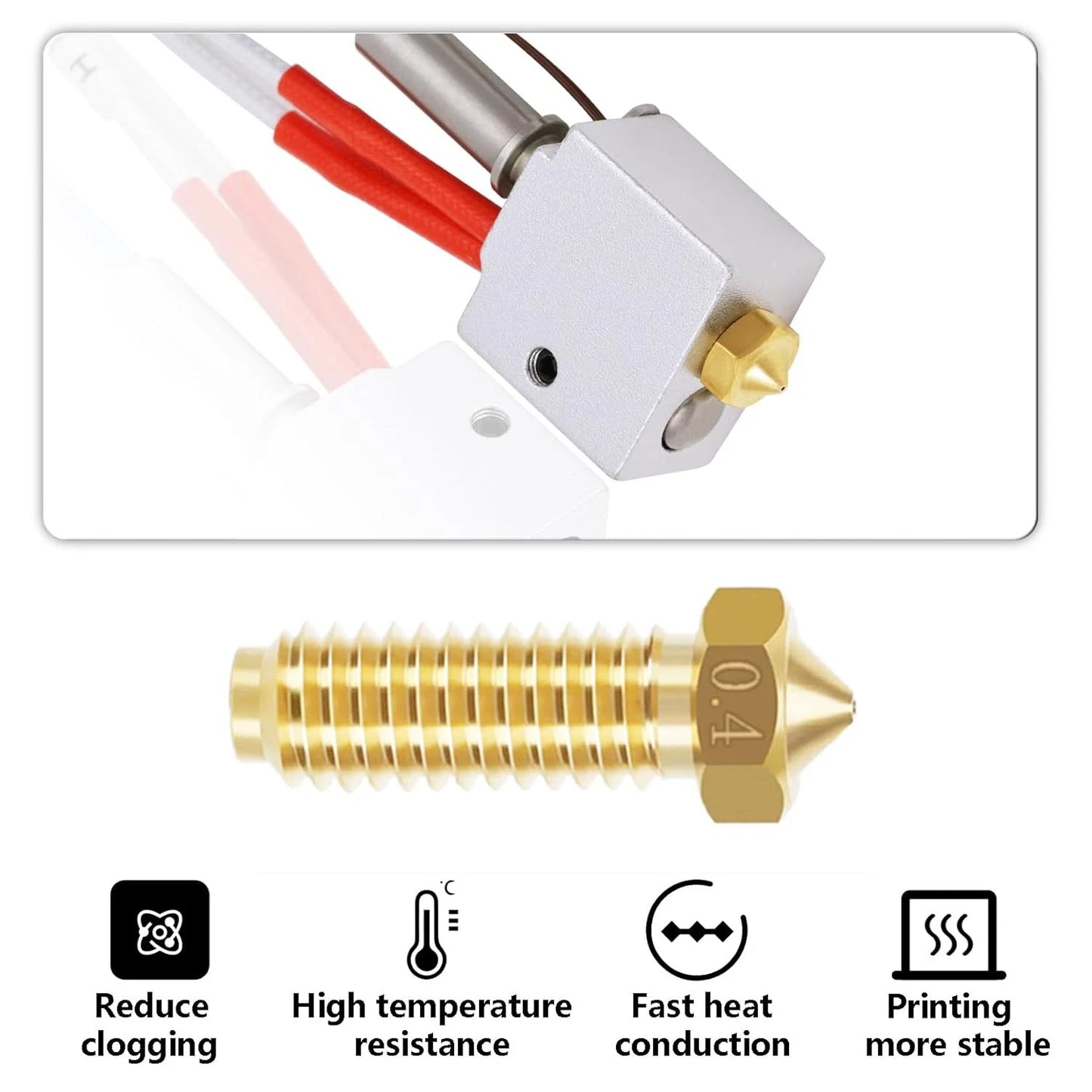 10PCS Brass Nozzles for Anycubic Kobra 2, 3D Printer Parts 0.4mm...