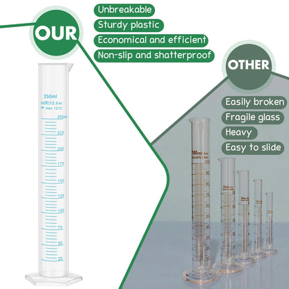 Affrolling 2 Pack 250ml Plastic Graduated Cylinder Hydrometer Test Tube...