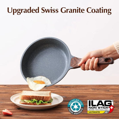 SENSARTE Nonstick Frying Pan Skillet with Lid, Omelet 8 Inch, Gray Granite