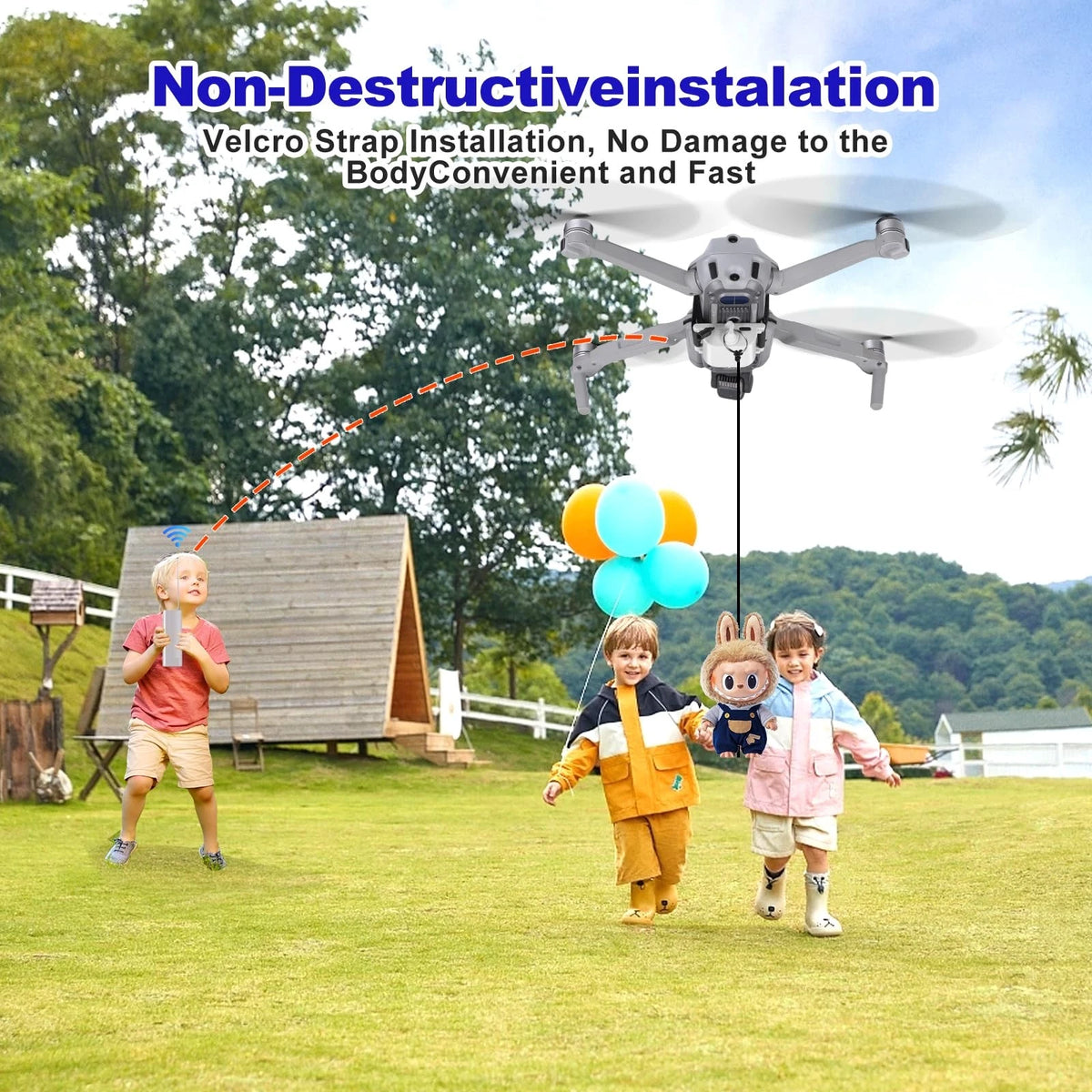 Universal payload delivery system for drone Release Device, Payload gray
