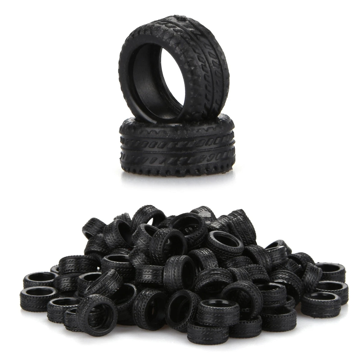 100Pcs 1:64 Rubber Tire Diorama Diorama Display Model Scene Accessories Toy