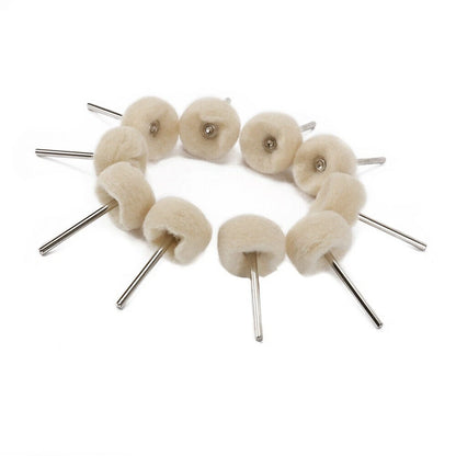 10Pcs Fine Wool 1/8" Shank Soft Polishing Brush Buffing Wheel  Rotary Tool qq