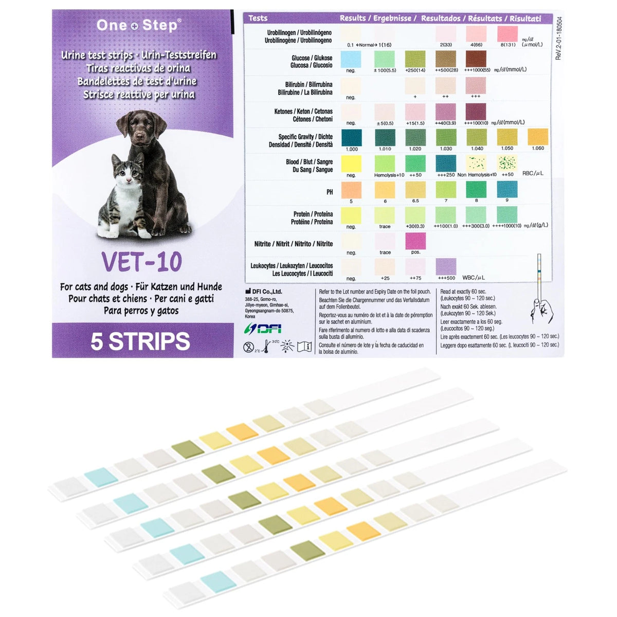 One Step Pet Urine Testing Strips, 5 x Urinalysis 10 5 Count (Pack of 1)