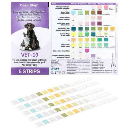 One Step Pet Urine Testing Strips, 5 x Urinalysis 10 5 Count (Pack of 1)