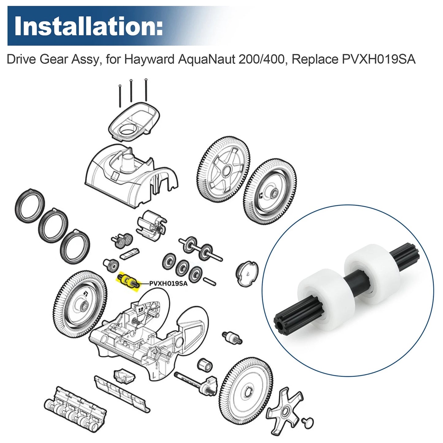 Drive Gear Assembly PVXH019SA for Hayward AquaNaut 200/400 Pool Cleaner