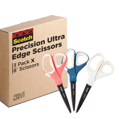 Scotch  Precision Ultra Edge Scissors, 3-Pack, Cobalt, Teal and Hibiscus