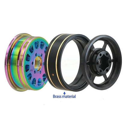 4pcs 1.1" Brass + Aluminium Alloy Wheel Hubs Rims for Axial SCX24 1/24 RC Car