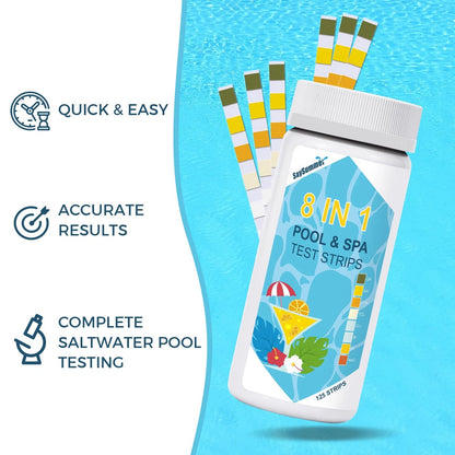 Salt-Water Pool Test Strips Kit: 125 Counts 8-in-1 for Salt Water 125