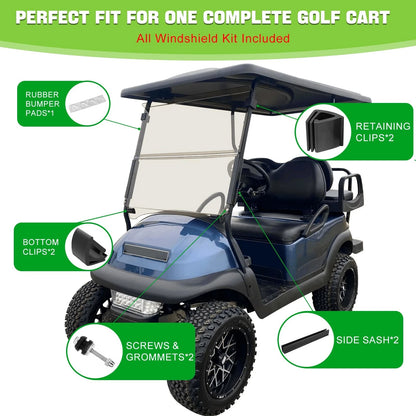 Golf Cart Windshield Clips Kit for Club Car 1" Struts Stop Rattle Black