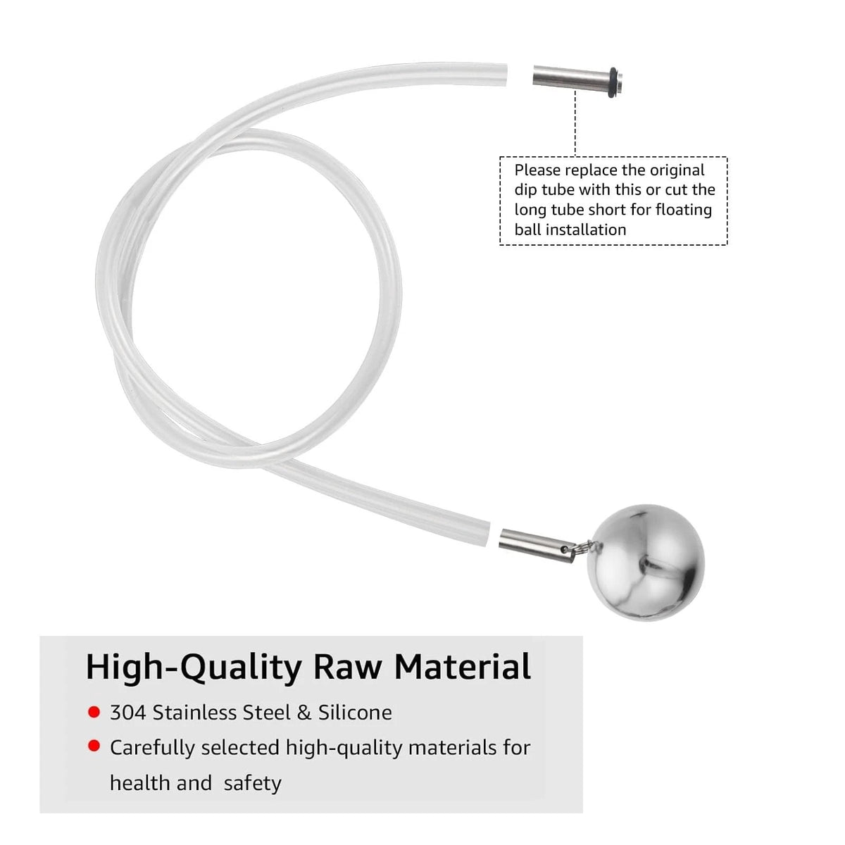 Ferroday 304SS Floating Dip Tube for Corny Keg, Ball Lock Beer 31", Silver