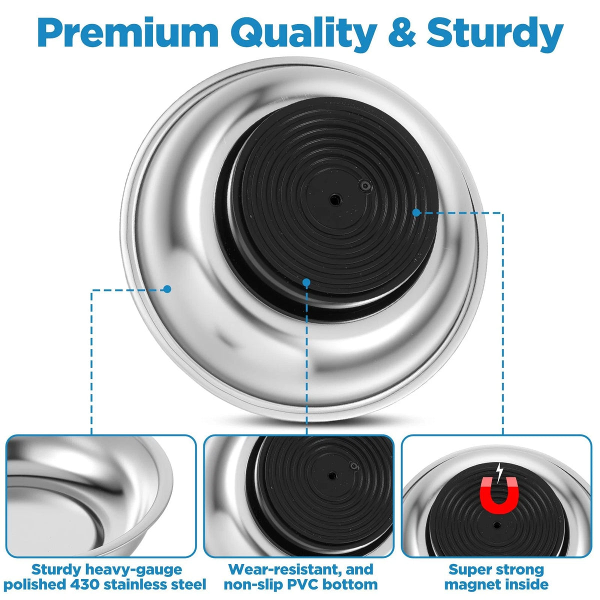 10 Pcs Stainless Steel Magnetic Parts Tray Set, 3 Inch Round Bowls...