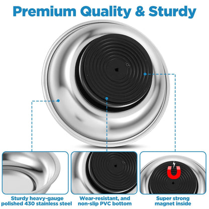 10 Pcs Stainless Steel Magnetic Parts Tray Set, 3 Inch Round Bowls...