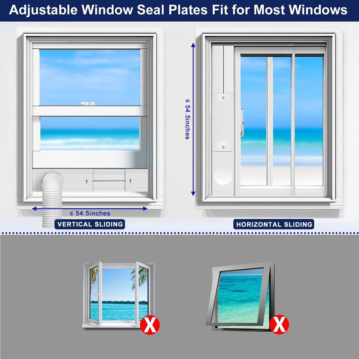 Portable Air conditioner Door Vent Kit, AC 5.9" Seal Gray