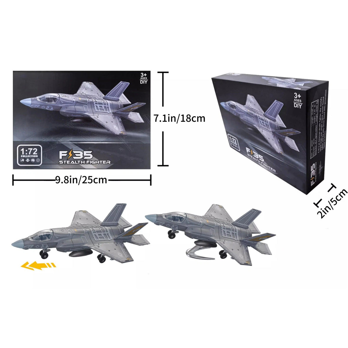 1/72 F-35 Stealth Fighter Assembly Model Kit 22cm Collectible Military Jet Decor