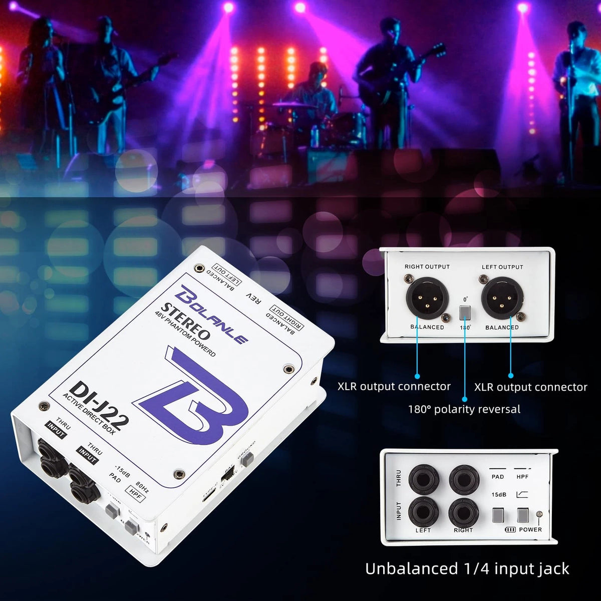 Bolanle J22 Professional Stereo DI Box/Splitter XLR 1/4 inch, Dual Channel...
