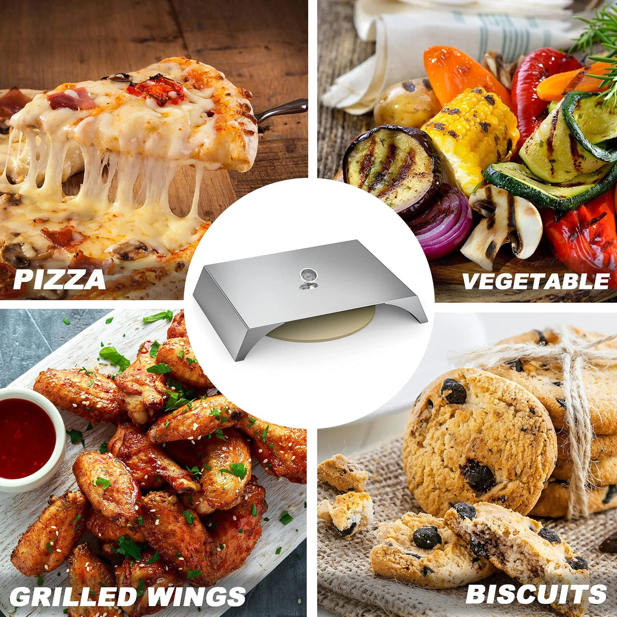 Skyflame Universal Stainless Steel Pizza Oven Kit, 22x15 inches, Silver