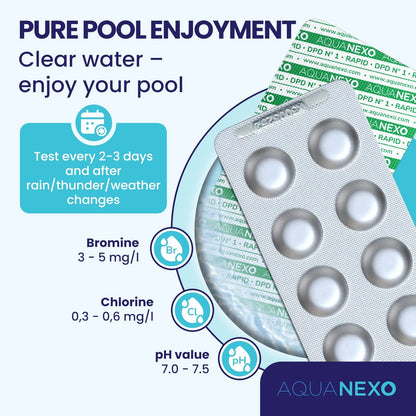 AQUANEXO Test Tablets for Pool Chlorine DPD 1, Selectable: 60x / 120x, Hot...