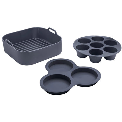 Gourmia Air Fryer Accessories Set - 3 Piece Silicone, 3-Piece Set, Gray