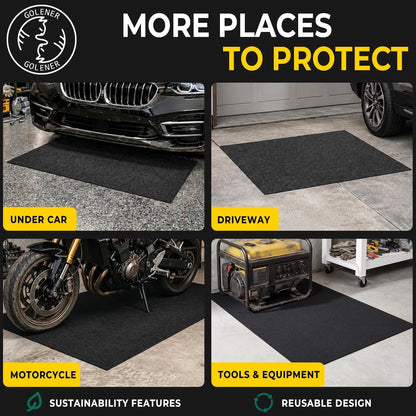 Golener Oil Spill Mat - Garage Floor Mat, 2'5" x 3' (Rectangular), Black