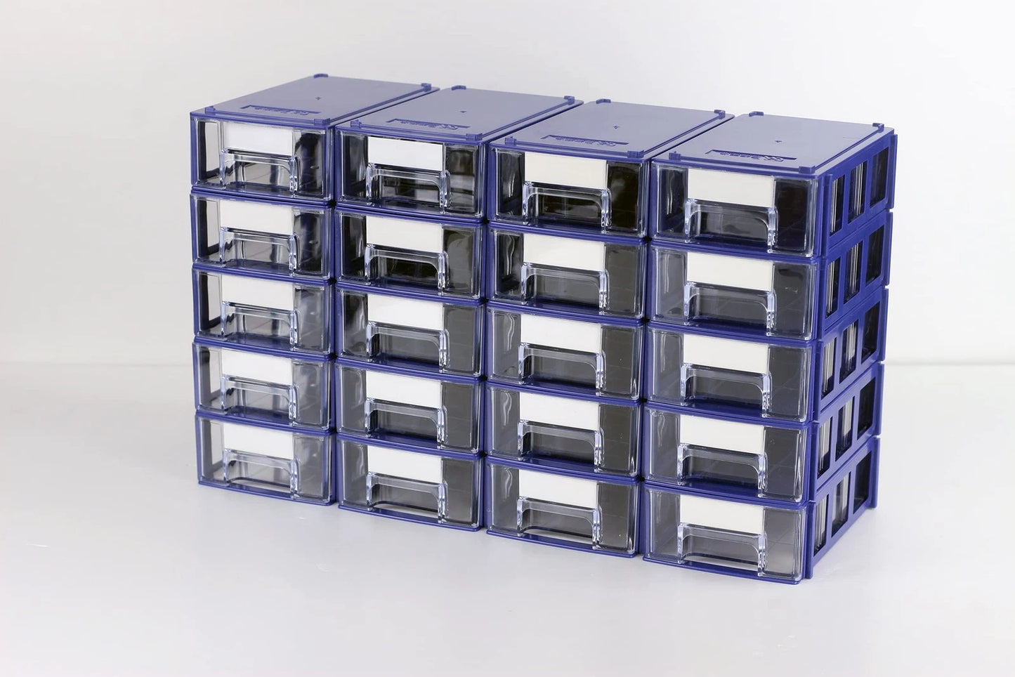 Stackable Storage Drawers Set of 20, Plastic Organizer 20 pcs, blue