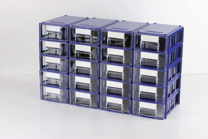 Stackable Storage Drawers Set of 20, Plastic Organizer 20 pcs, blue