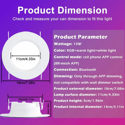 Smart Recessed Lighting, 5/6 inch, Compatible with Alexa, RGB+CCT 4Pack