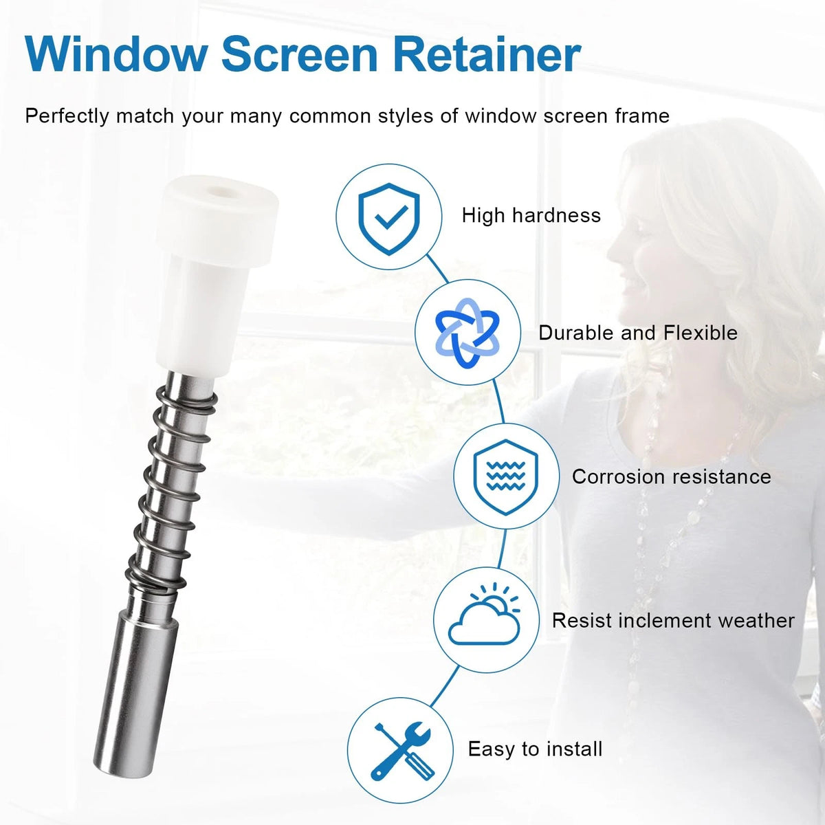 20 Pcs Window Screen Plunger Latches, Aluminum Alloy White