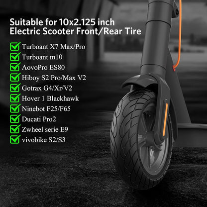 10x2.125 Scooter Tire, 10 inch Solid Rubber Tires Tubeless Front or 2 black