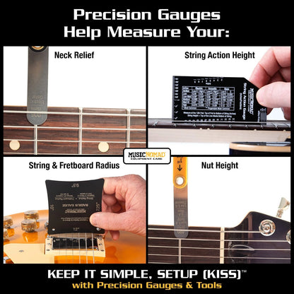MusicNomad Precision 6 pc. Guitar Setup Gauge Tool Set - 5x6x2 inches, Black