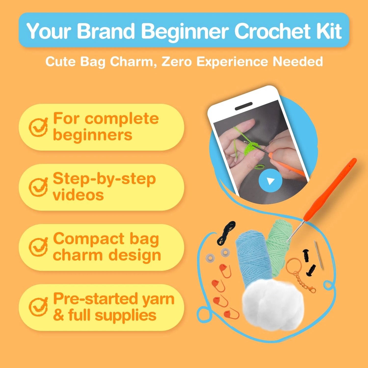 Avenir Crochet Kit for Beginners, Mint Turtle Animal Small,